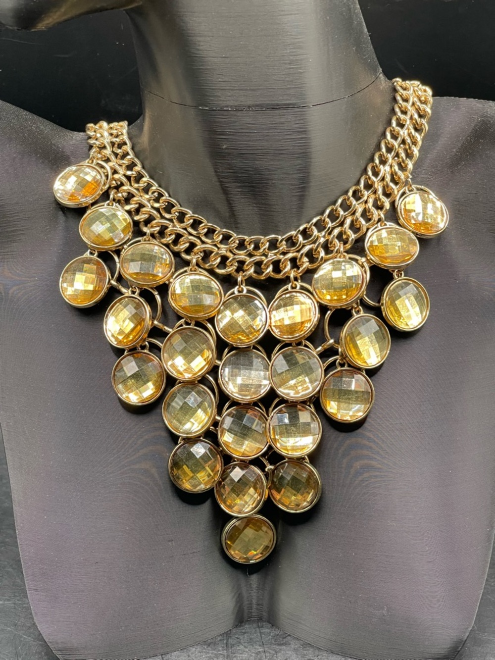 Vintage Charming Charlie Faceted Bead Multi-strand Waterfall Necklace 18” ext 3”